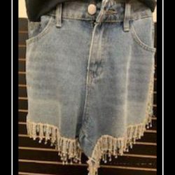 Rhinestone Denim Shorts Women's